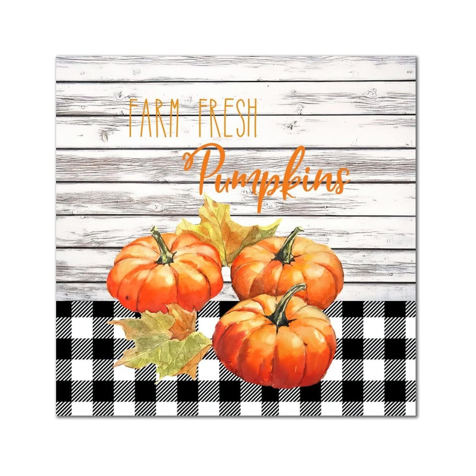 Panneau mural bois Thanksgiving citrouille tournesol et motif buffalo automnal
