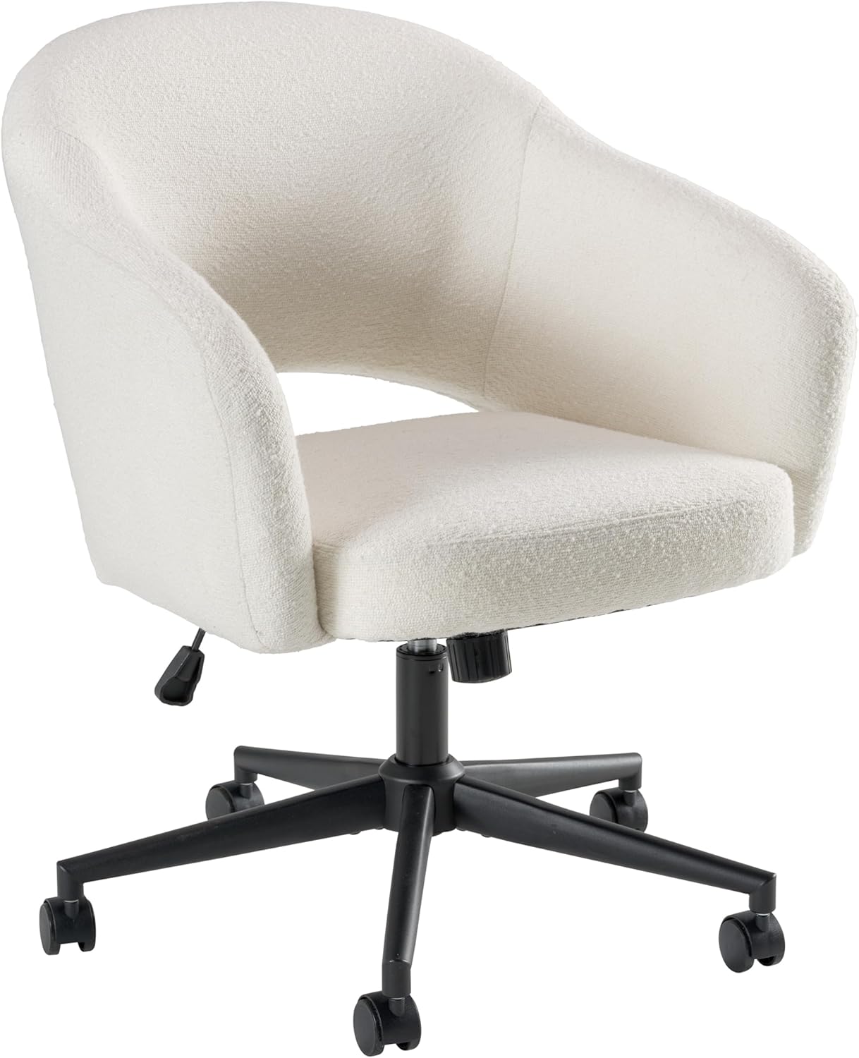 Bush Home Mid Century Modern Desk Chair for Home Office, Adjustable Seating with Wheels and Swivel Base, Fairfax Collection, Light Cream Fabric Upholstery