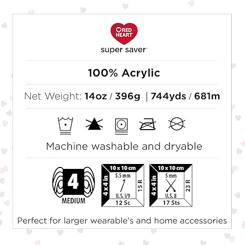 Miniatura 3 de Red Heart Super Saver - Hilo jumbo, color blanco suave, 2 unidades (paquete de 1)