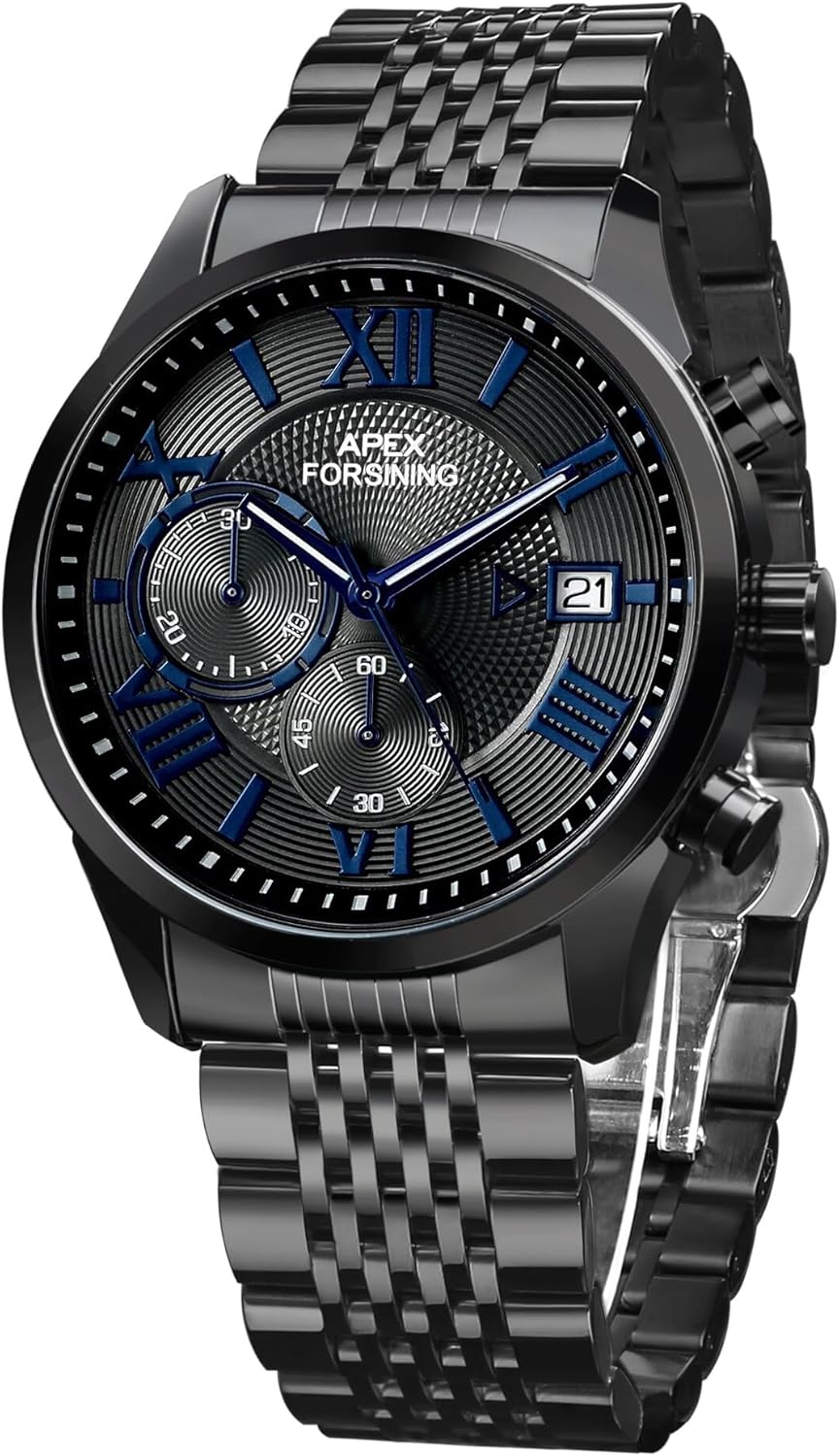 FORSINING Men Watches Quartz Wrist Watches with Stainless Steel Band