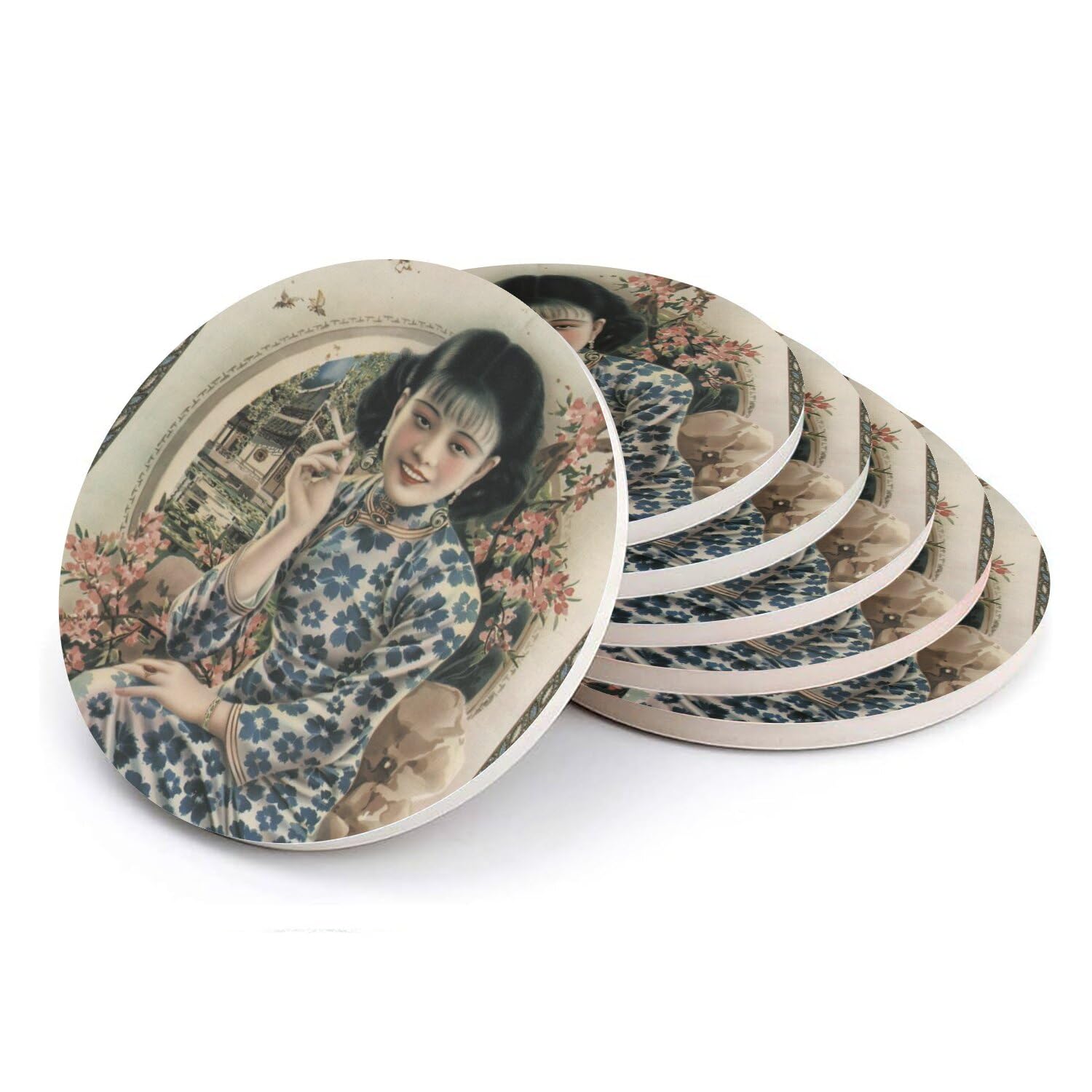 Sous-verres ronds en céramique Nanyang Brothers, le cadeau vintage idéal
