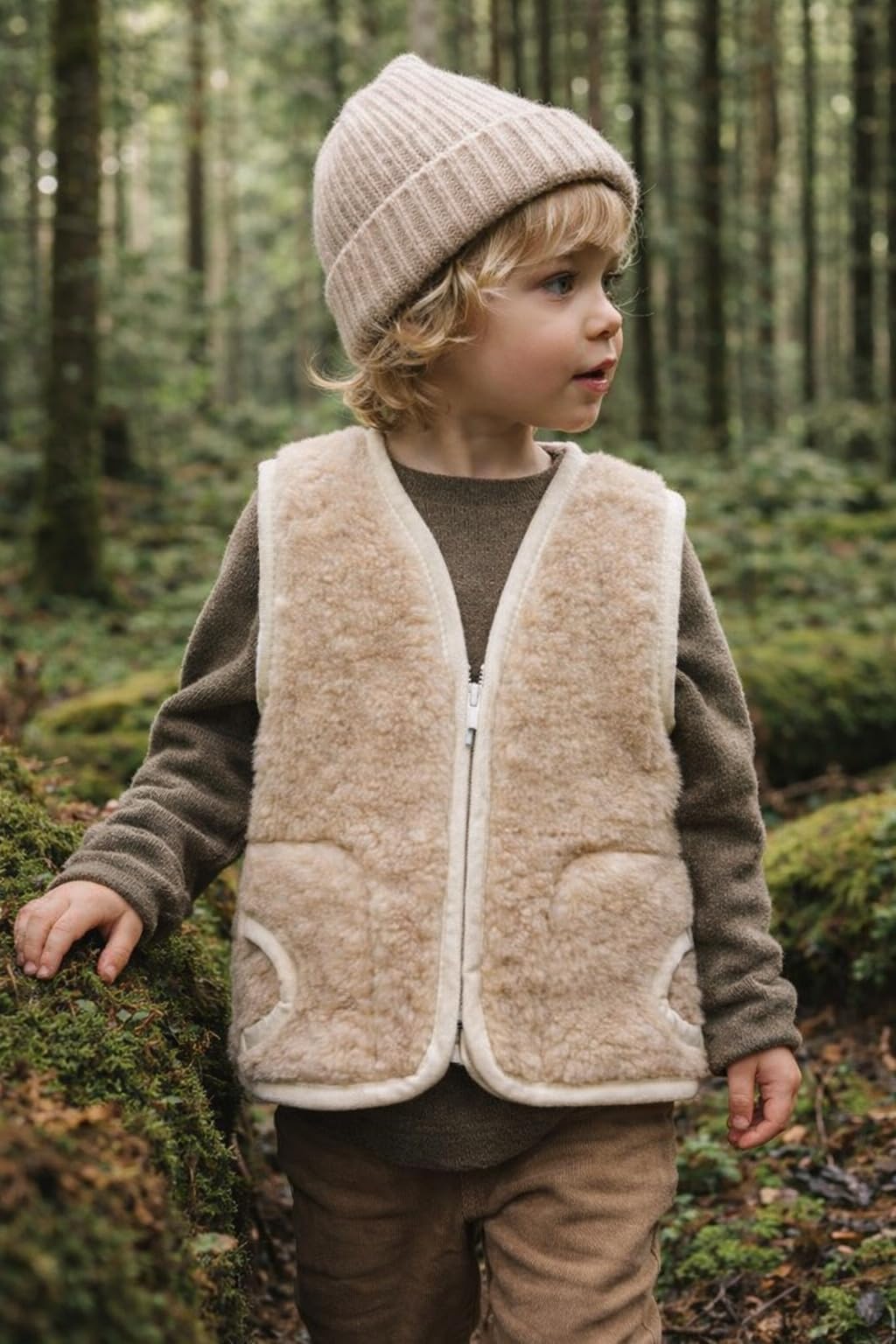 Gilet di qualità per Bambini in Lana Merino 100% Naturale, Gilet da 4-5 Anni