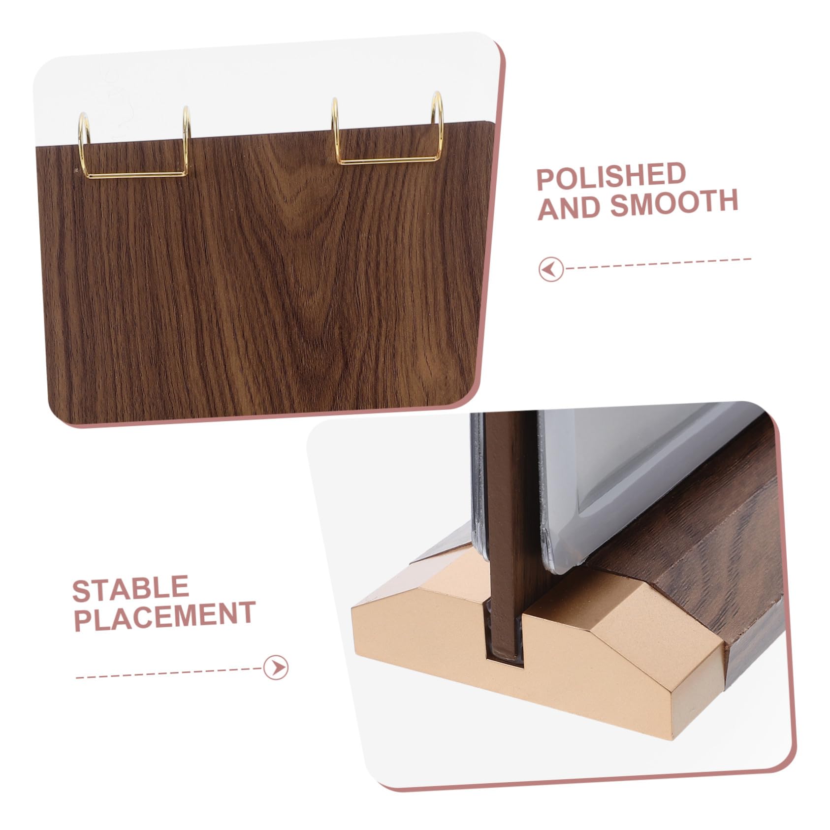 ABOOFAN Soporte para Menús de Mesa de Nogal Natural Exhibidor de Cartas con Base de Madera Páginas Doble Cara Porta Carteles para Restaurantes y Bares