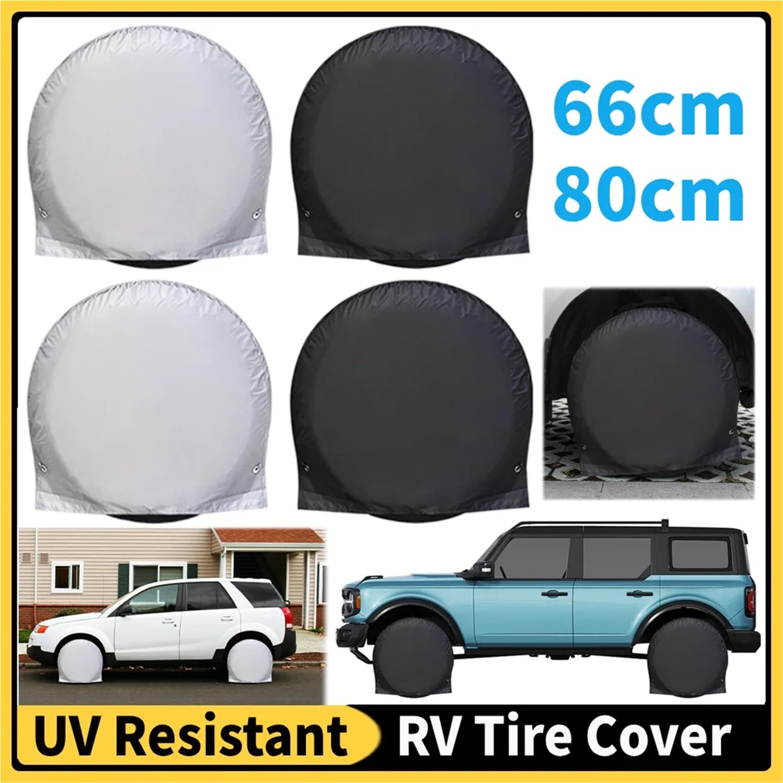 reifentaschen Reifenschutzhülle, wasserdichter Auto-Radschutz, Sonnenschutz for Regen- und Schneereifen(Black 2pcs,27-29inch)