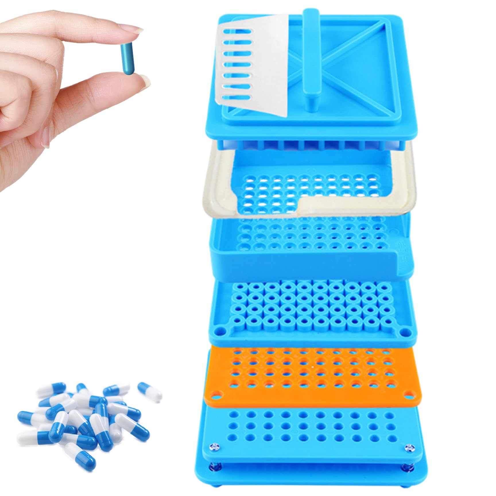 Capsule Filling Tray, 7x7x2.6" Pill Filler Tray with Multi Holes Capsule Filling Machine Maker Multi-Purpose Tablet Holder for Sifting Coffee Beans
