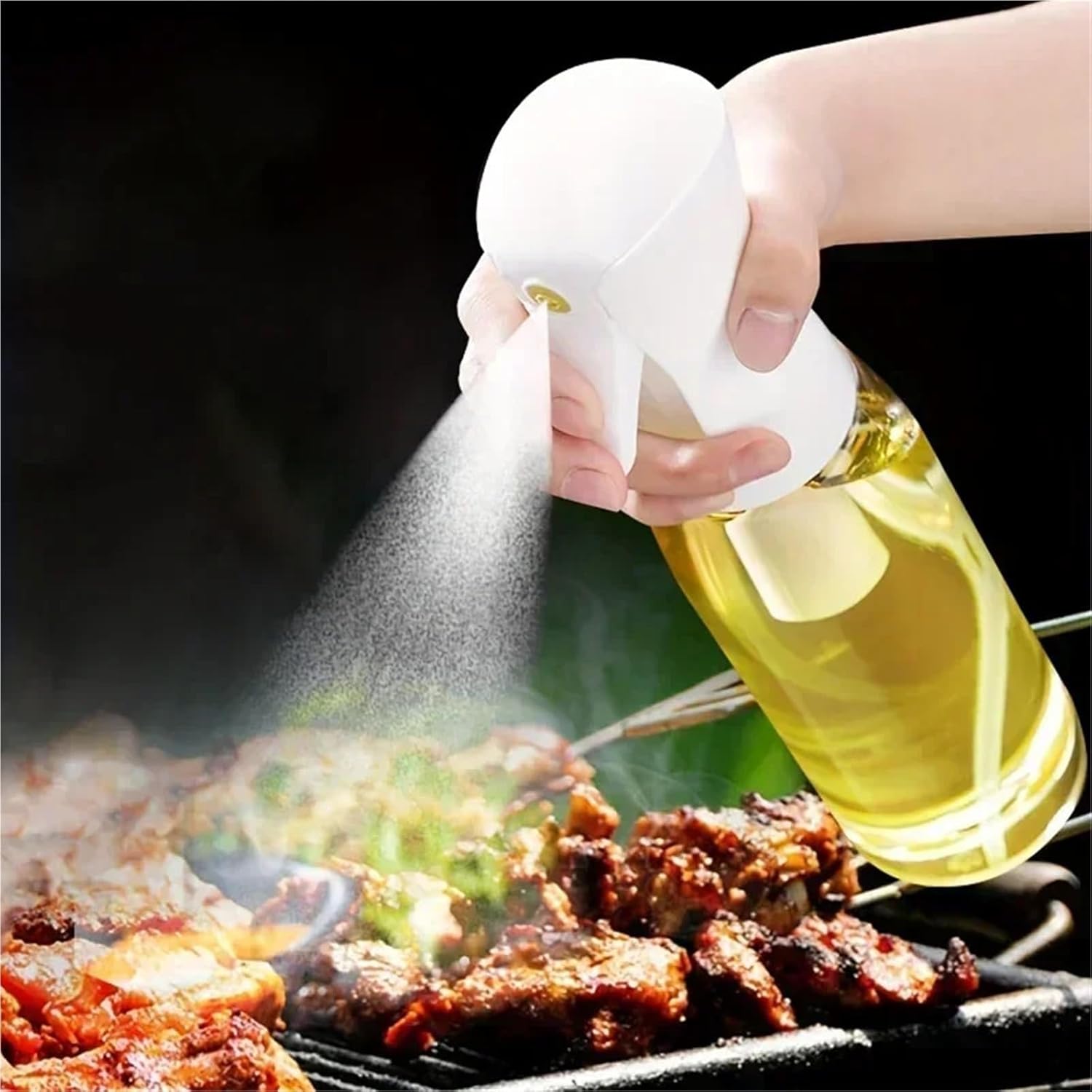 Oil Spray Bottle, 200/300/500 Oil Spray Bottle Household Kitchen Control Barbecue Cooking,for Salad Making, Baking(2pc200ml black white)