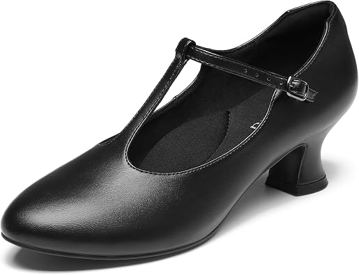 YESSA Black T-Strap Character Shoes for Women Dance Shoes T-Strap 1920s Flapper Shoes for Ballroom Latin Salsa Folklorico Flamenco Tango Swing 8