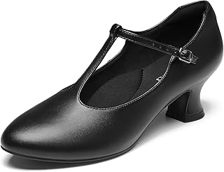 T-Strap Character Shoes for Women Dance Shoes 1920s Shoes for Ballroom Latin Salsa Folklorico Flamenco Tango Swing 2"/2.5"