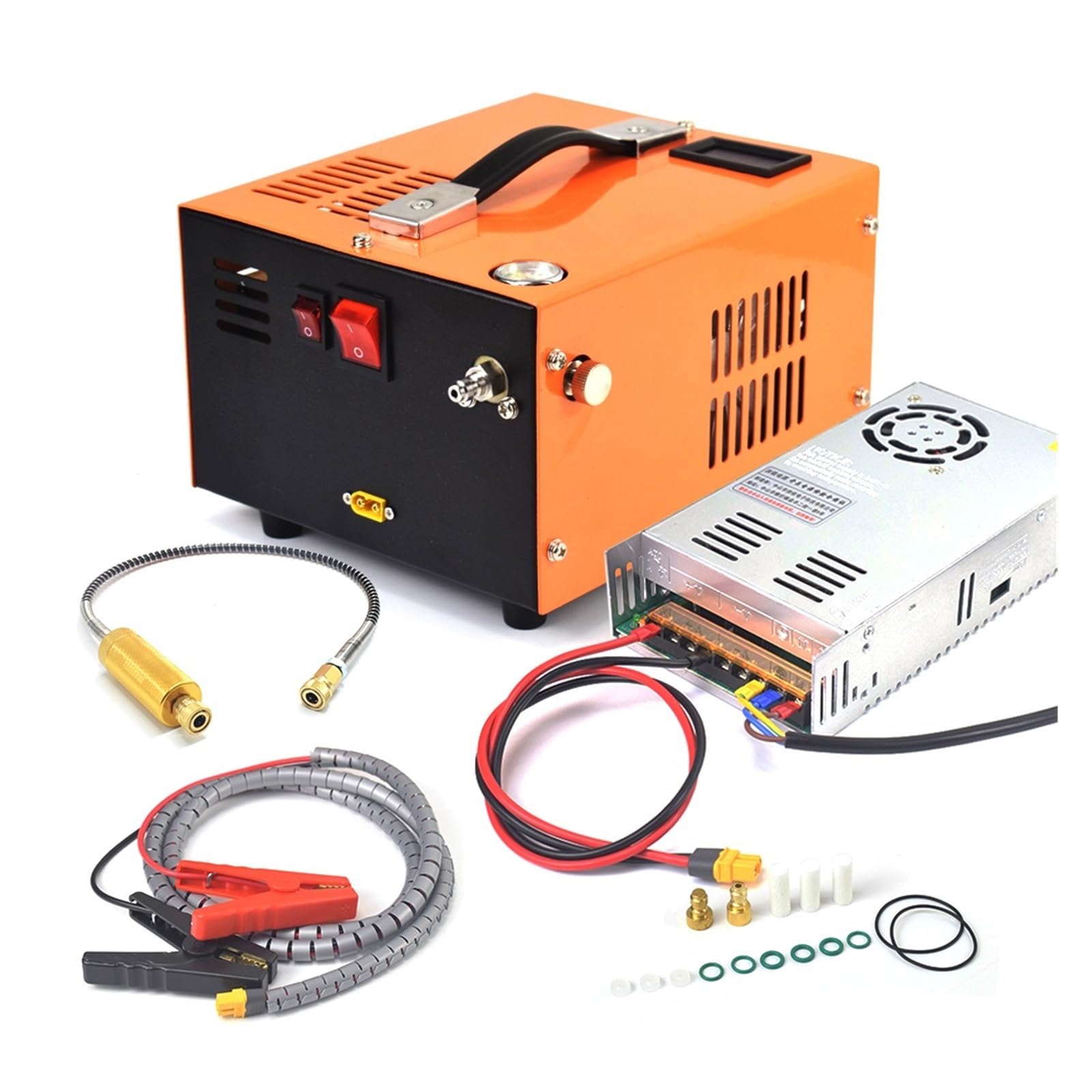 Compresor de Aire Mini Bomba de compresor de Aire for automóvil, inflador de Alta presión for Caza y Coche, 12V, 4500psi, 400bar, 40mpa, PCP