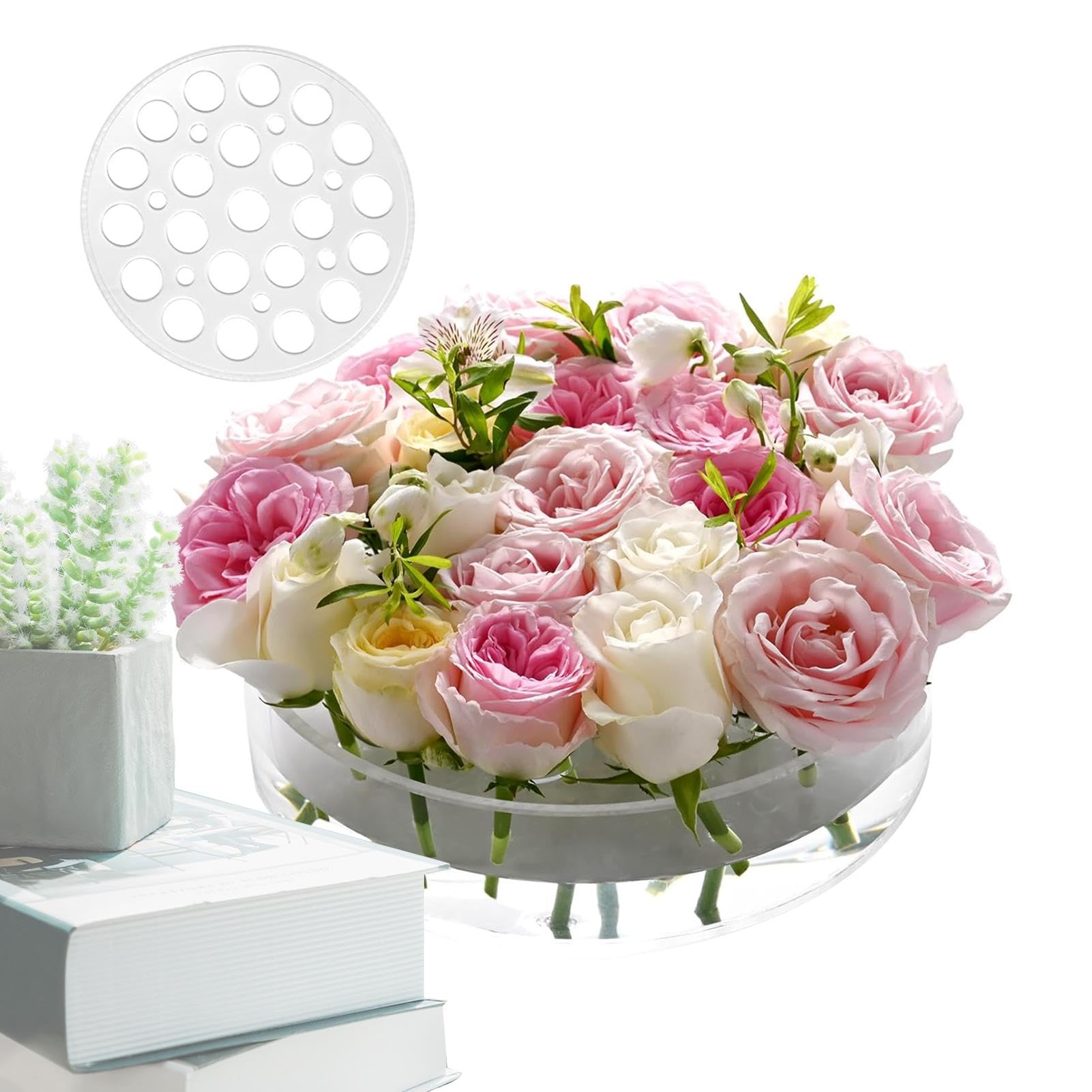 Vases en acrylique pour fleurs : centre de table cylindrique transparent