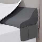 Queen Bed Wedge Pillow for Headboard Gap – 0–6" Bed Gap Filler with Firm Foam Support & Extra-Large Pockets – Prevents Lost Pillows&comma; Phones & Small Items&lpar;Gray&rpar;
