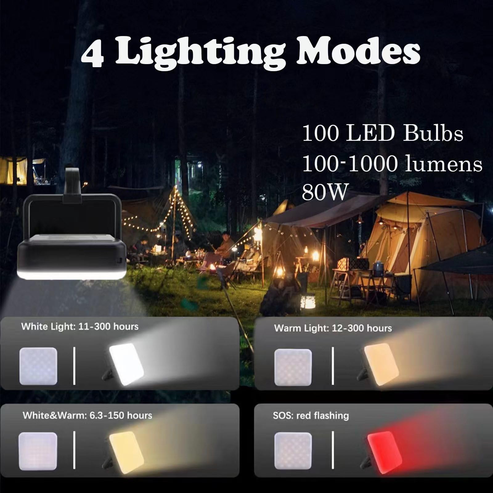 Adigyco Rechargeable Camping Lantern, 4 Light Modes,Tent Lights for Vendor Booths, Outdoor Portable LED Waterproof Emergency Light, for Power Outages, Hiking, and Camping Essentials