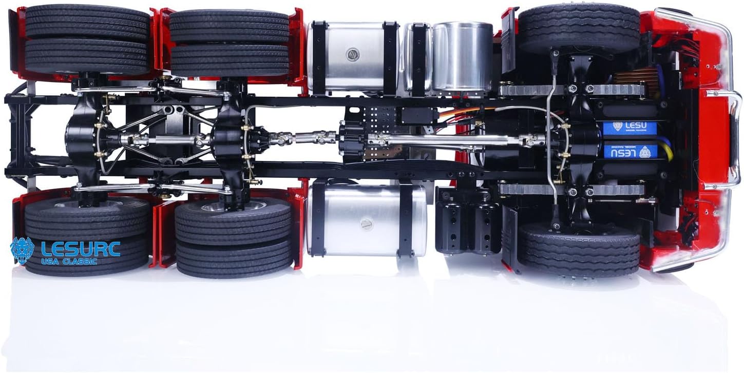 LESU 1/14 RC Tractor Truck Car RTR 6X6 Metal Chassis High-roof Car Shell Sounds Light I6S Radio Controller Painted Red White