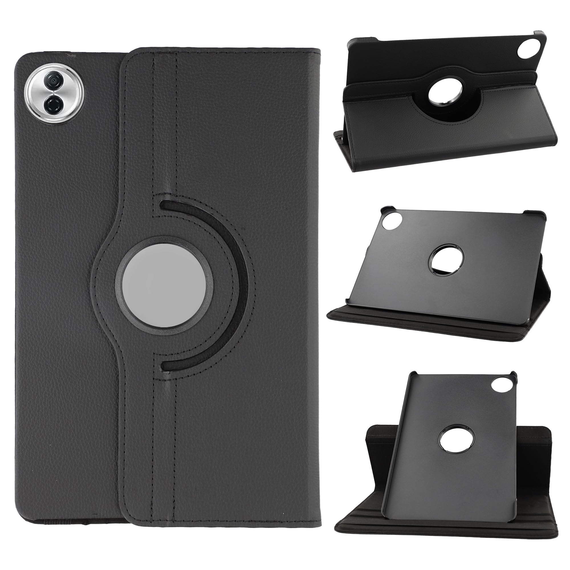 for Honor Pad 10 Case Rotating Stand PU Leather + PC Tablet Cover with Elastic Band - Black-image-23