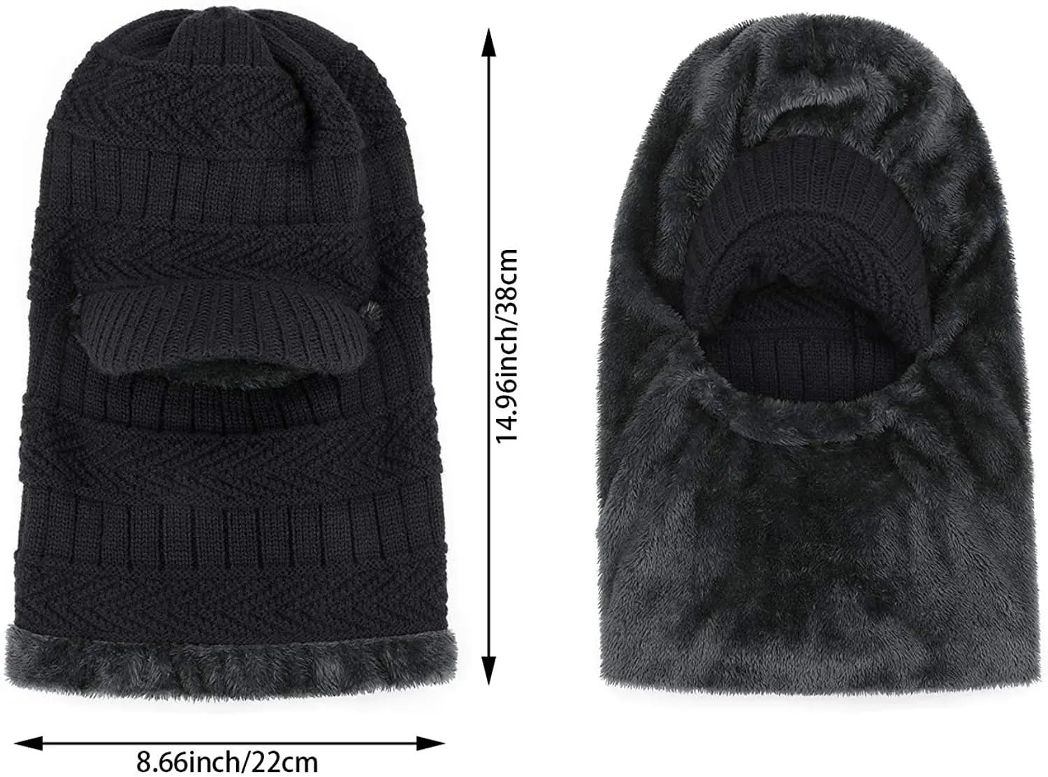 Pasamontañas 2 uds pasamontañas Sombrero de Invierno for Hombres for Hombres Mujeres Bufanda Gorro pasamontañas máscara capó Sombrero de Punto