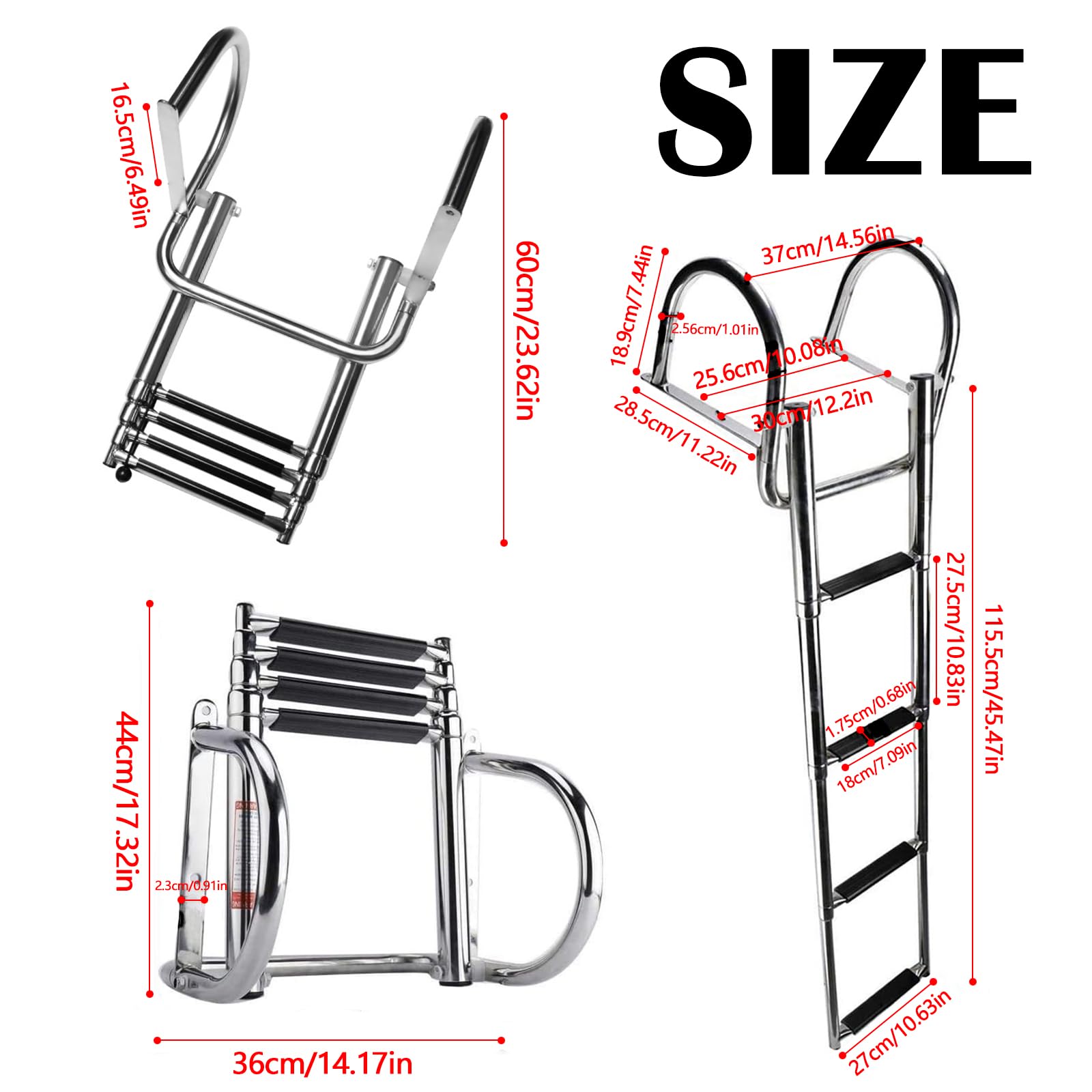 Scaletta Bagno 4 Gradini, 316 Scaletta Bagno Piscina Per BarcaScaletta Acciaio Inossidabile Telescopica Per Piscina Barca Pieghevole Con Maniglie Pedale Ampio Per Yacht Marino Piscina Dock