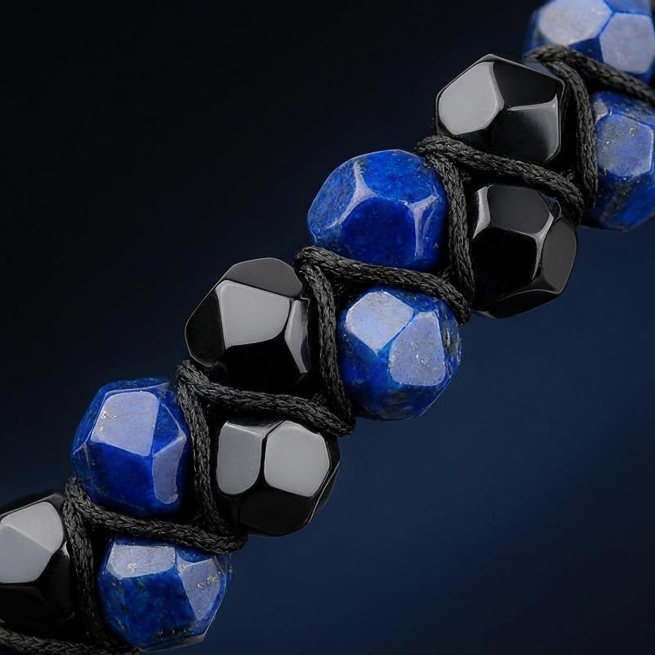 UNIQAL | Herren Armband Naturstein 6mm facettierte Perlen | Turmalin Rauchquarz Lapislazuli Tigerauge | Verstellbar | Verschiedene Modelle & Farben | Geschenk Schmuck