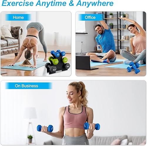 Miniatura 6 de PITHAGE Mancuernas con revestimiento de neopreno (par), pesas portátiles para gimnasio en casa