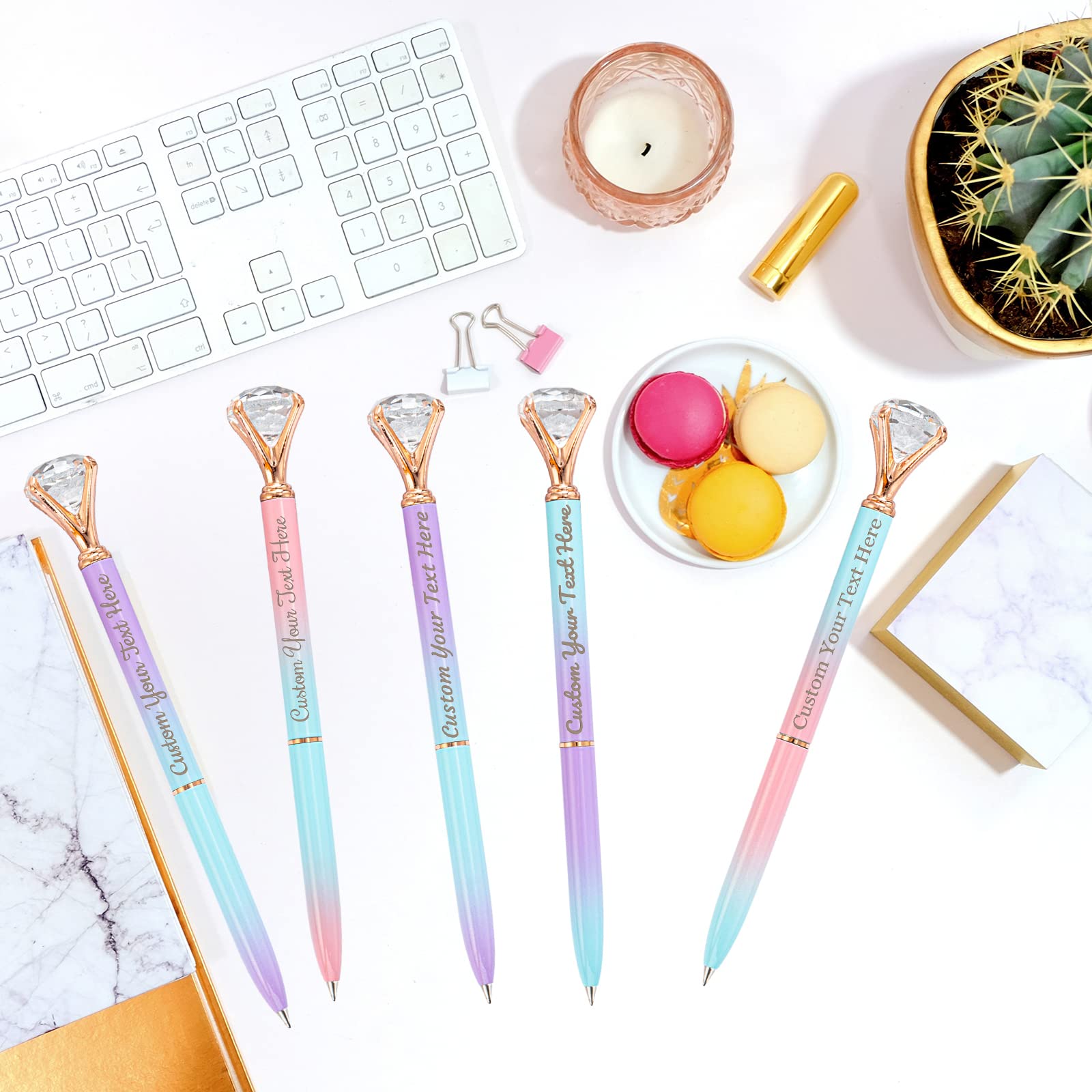 Qingxily Up to 300 Pcs Diamond Pens Personalized Custom Pens with Name Text Engraved Customized Crystal Metal Ballpoint — view 5