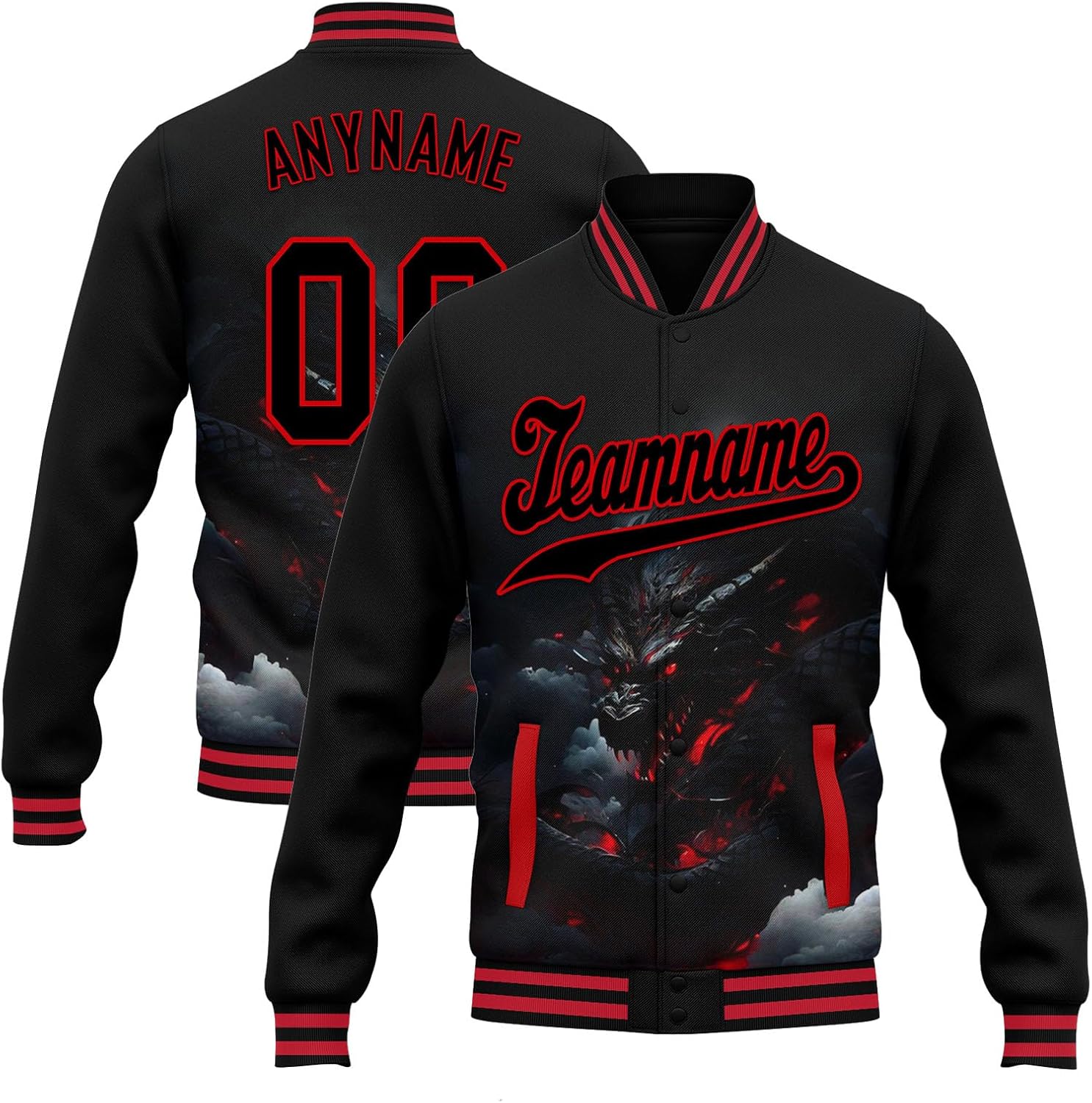 Men's Skull Bomber Jacket Goth Emo Varsity Jacket Casual Windproof Coat Windbreaker Winter Warm Padded Jacket