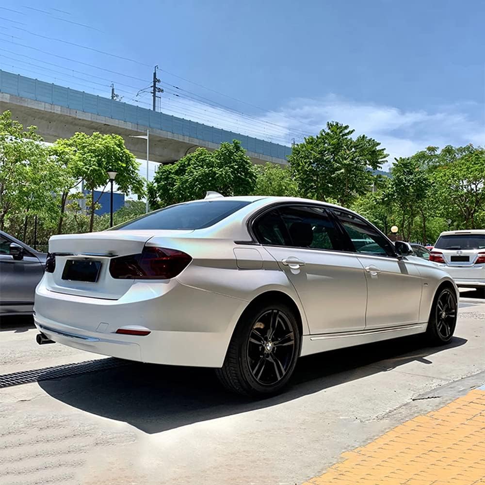 HOHOFILM Satin Holographic White Car Vinyl Wrap Laser Wrapping Film with Air Release Technology Self-Adhesive Decal Stickers DIY for Automotive 5ftx5ft