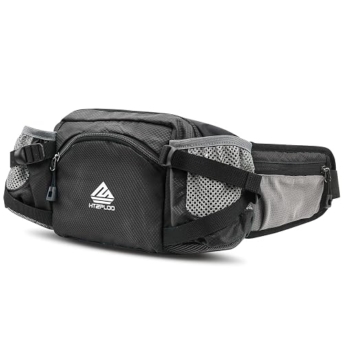 HTZPLOO Fanny Pack with Bottle Holder (Black)