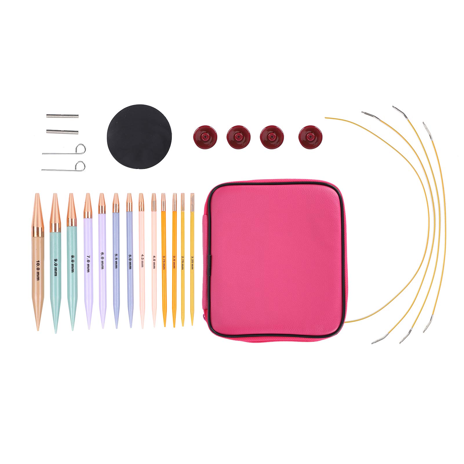 Juego de 13 pares de ganchos de ganchillo Aguja de ganchillo Suministros de tejer Kit de ganchillo para principiantes con estuche Multicolor Aluminio Hilo ergonómico Agujas de tejer Herramientas de co
