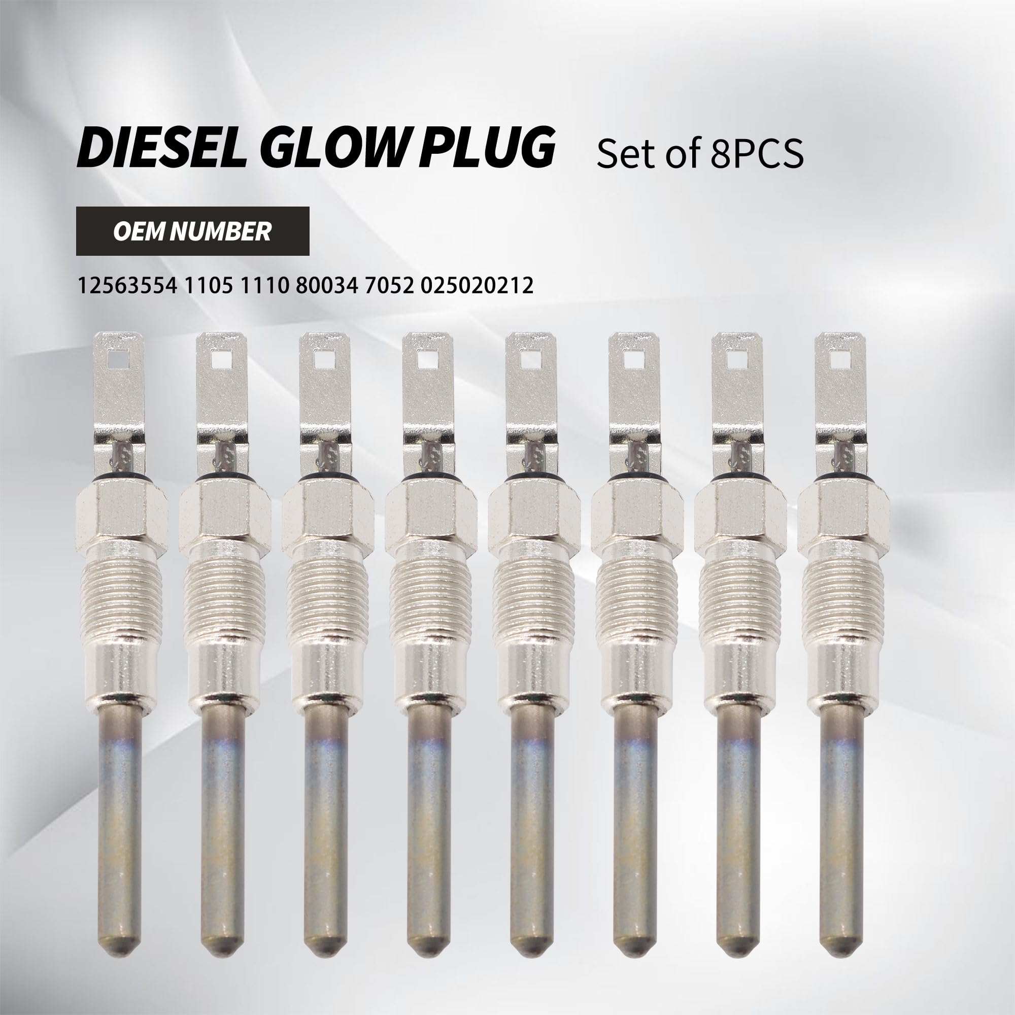 HiSport Lot de 8 bougies de préchauffage diesel – Remplace GP103 12563554 Compatible avec Chevy GMC 1982–2005 Tous les modèles de véhicules 6,5 L 6,2 L