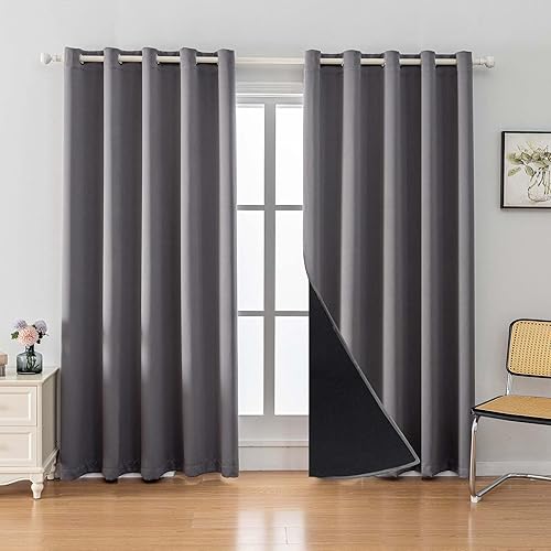 Miniatura 46 de Anytime - Cortina 100 % opaca de 2 paneles, cortinas de ventana con aislamiento térmico para dormitorio, paneles de sombreado completo (gris, 70