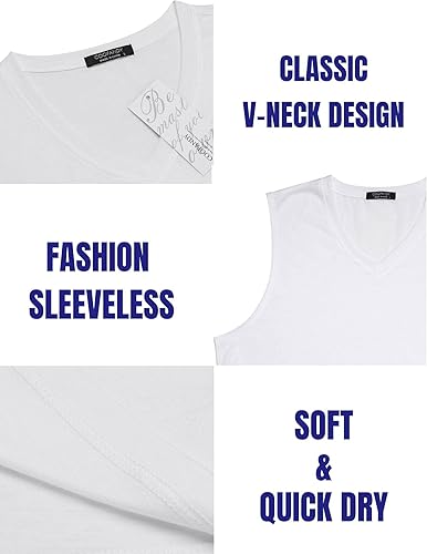 Miniatura 6 de COOFANDY Camiseta sin mangas para hombre, paquete de 3 camisetas sin mangas para gimnasio, cuello en V, culturismo, musculación