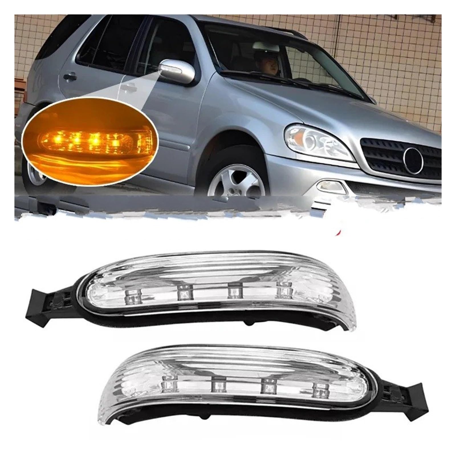 Luz indicadora de Espejo para Mercedes-Benz W163 ML270 ML400 ML320 ML350 ML430 ML55 ML500 Luz indicadora de Intermitente del Espejo retrovisor del Coche