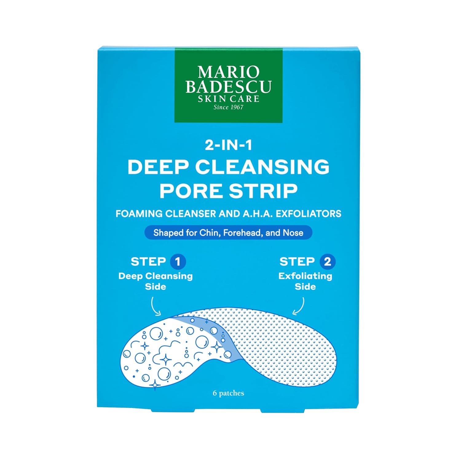 Mario Badescu 2-in-1 Deep Cleansing Pore Strip, Dual Action Foaming Cleanser and AHA Exfoliators Patches for Nose, Chin and Forehead, Removes Whiteheads, Blackheads and Sebum, 6 Pack - Image 7