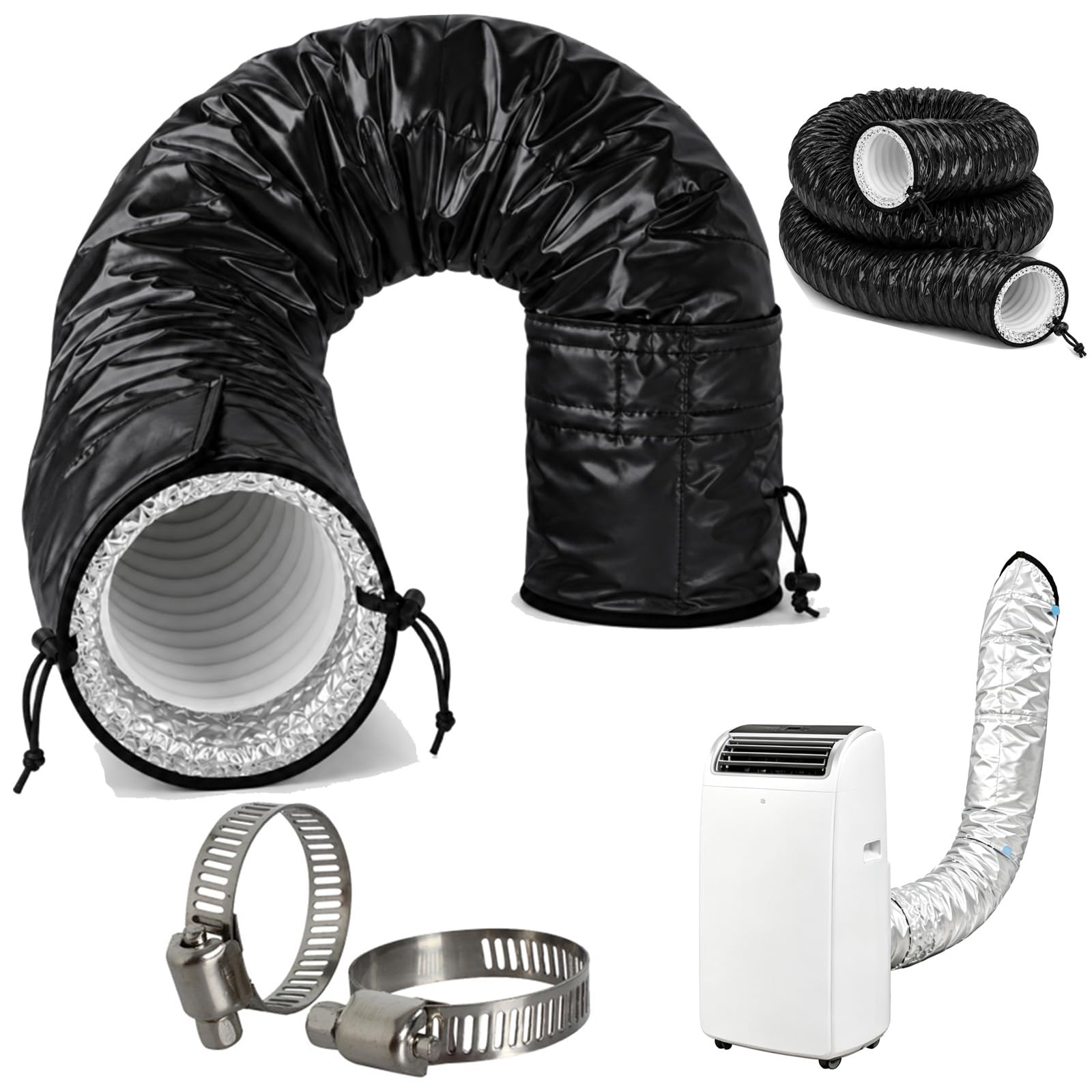 Insulation Sleeve for Portable AC Hose, Air Conditioner Hose Insulated Cover Wrap with Drawstring, Fits 5-6" Diameter Exhaust Hose, Easy Installation (1PC-B)