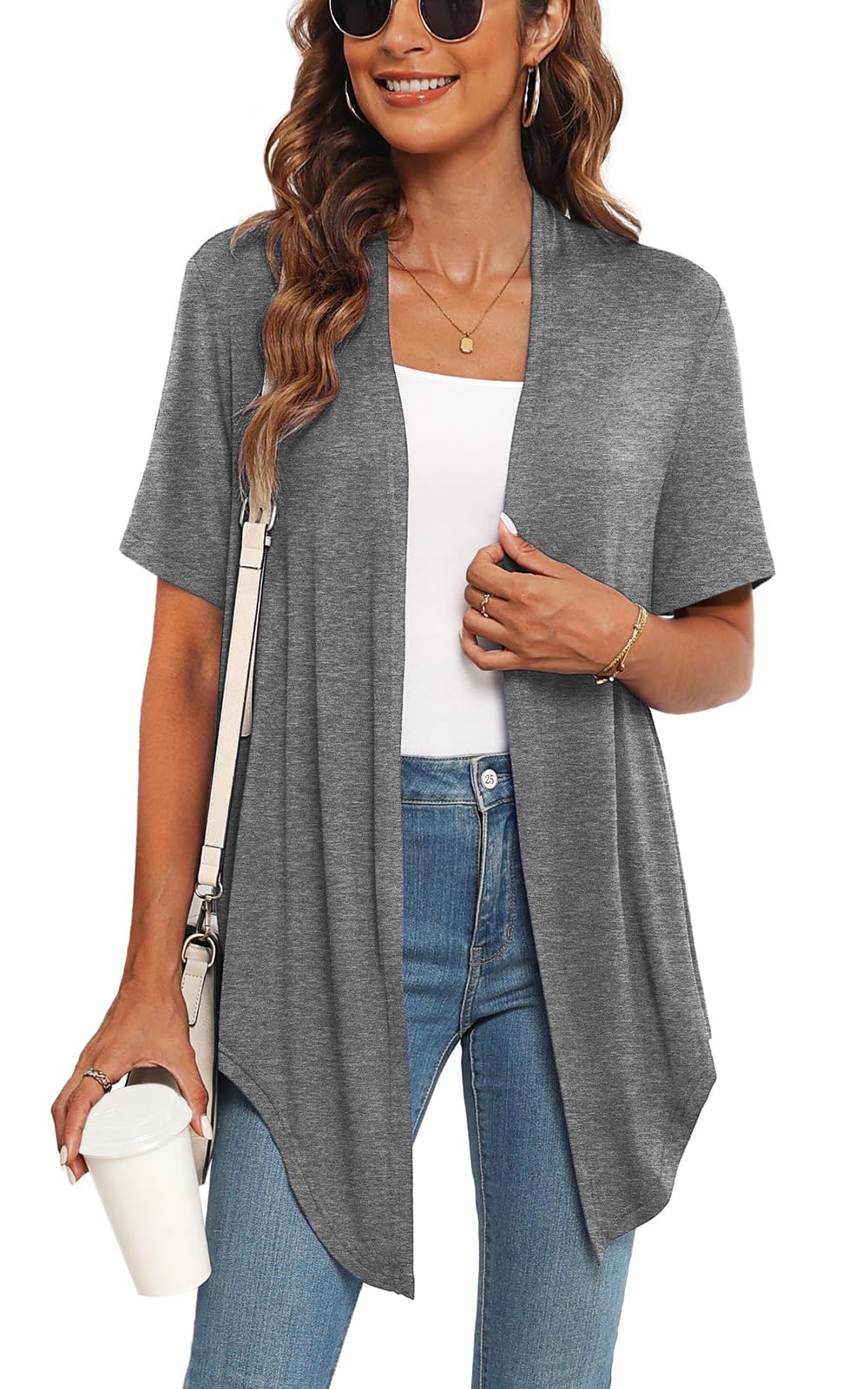Veryoung Women's 2026 Casual Short Sleeve Cardigan Front Tie Lightweight Summer Casual Open Front Cardigans