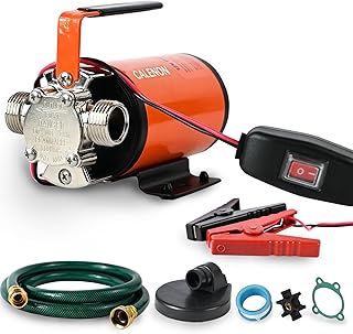 Water Transfer Pump, DC 12V 330 GPH Portable Electric Utility Pump with ON/OFF Switch, 1/10HP Self-Priming Pump and 6ft Suction Hose Kit for Water Removal from Garden, Pool, Hot Tub, Aquarium