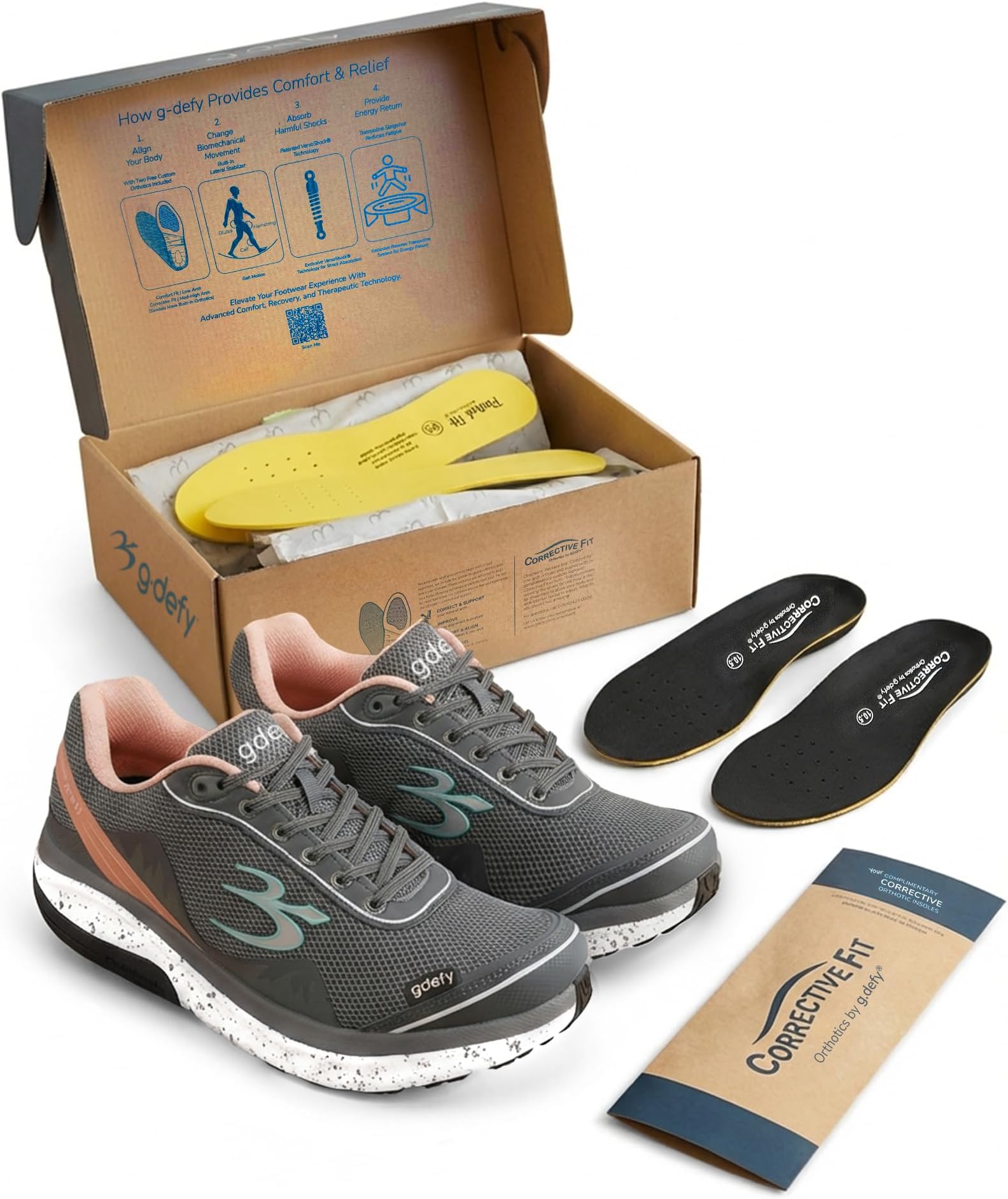 g-defy Mighty Walk Women’s Orthopedic Comfort Shoes for Standing All Day | VersoShock Shock-Absorbing Sole | Wide Toe Box | Supportive Walking Shoes