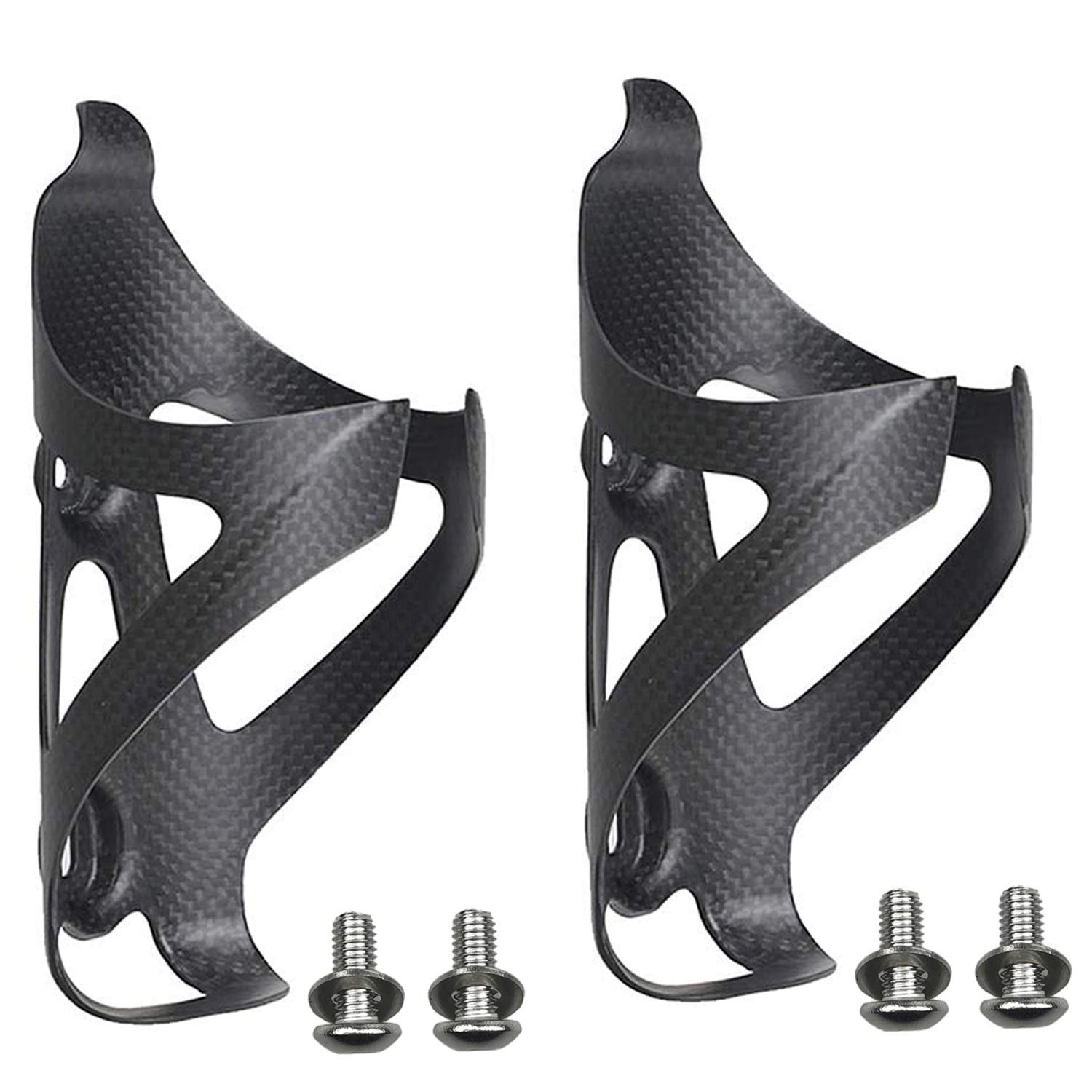 BNVB Water Bottle Cage, 3k Matte Full Carbon Fiber Lightweight and Strong Bicycle Water Bottle Holder Bike Cages Brackets - 2 Pcs