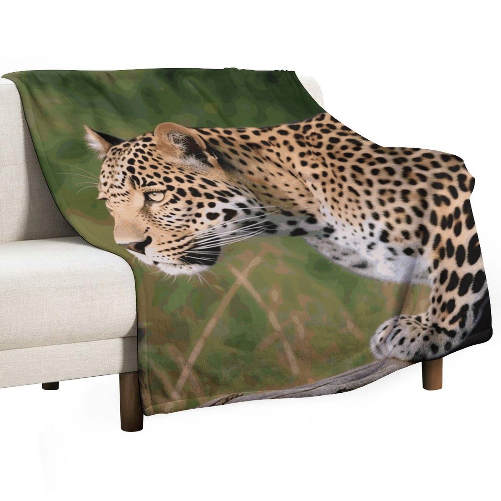 Couverture léopard pour pique-nique camping et voyage en flanelle douce