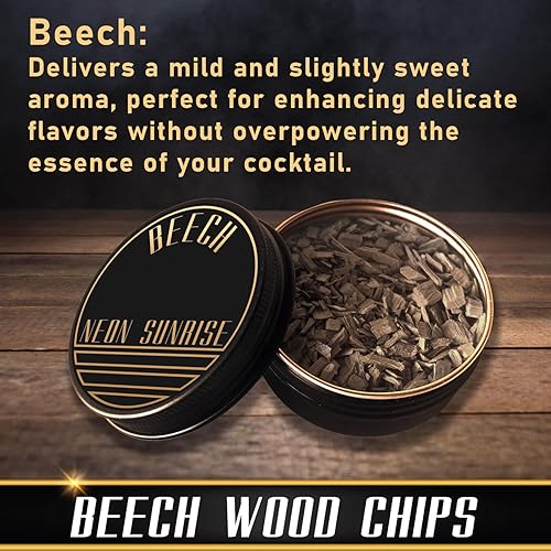 Miniatura 2 de Neon Sunrise Chips ahumadores de cóctel de haya para cócteles antiguos  Recambio de virutas de madera de bolsa de 4 onzas  Chips de madera para