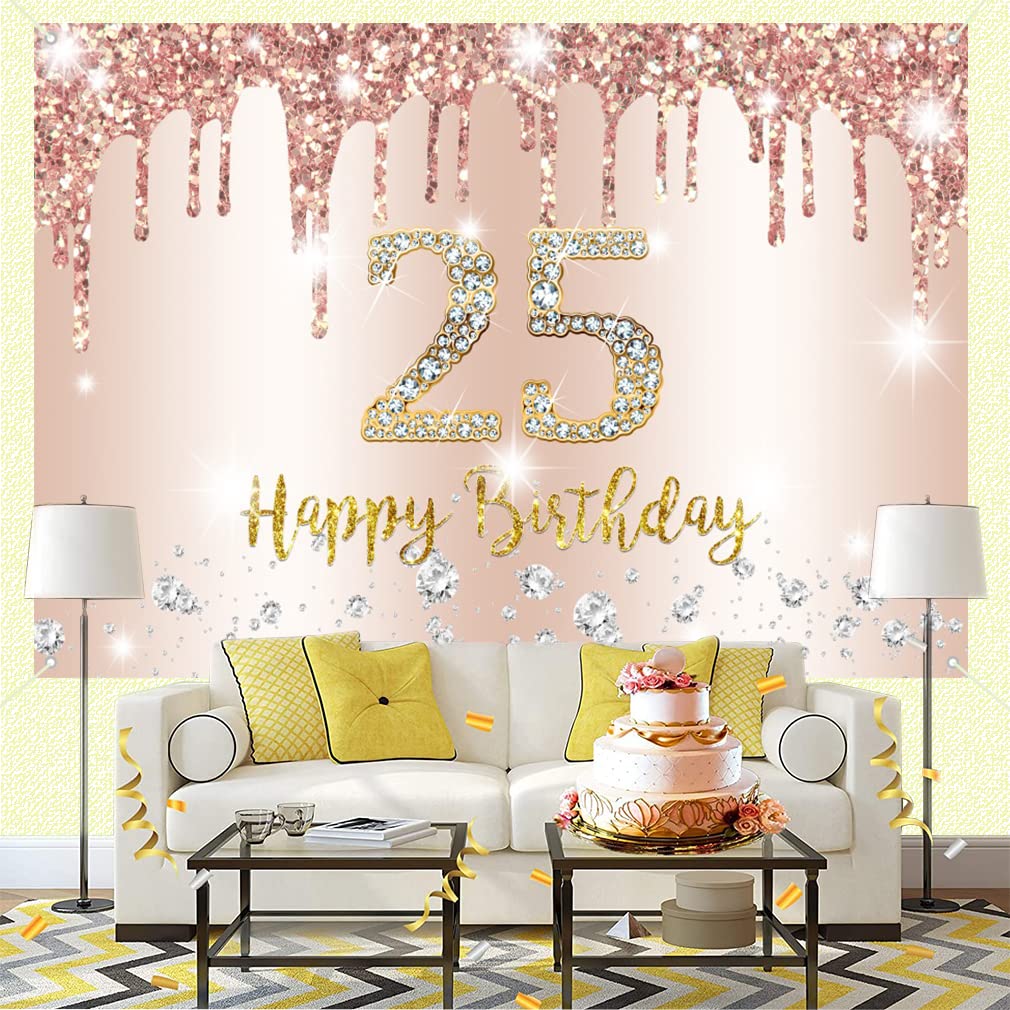 25esimo Compleanno Rosa Oro Decorazioni Incl. 40 Numero 25 Palloncini, 16 Palloncini Buon Compleanno, Palloncini di lattice, Tende foil, Tiara & Sash - Italia