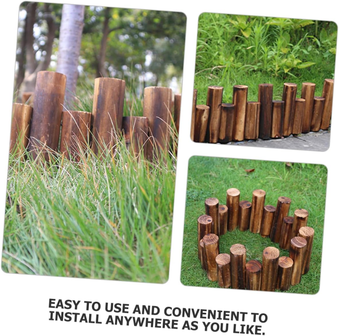 DIY Garden Landscape Fence Decorative Wood Garden Fence Outdoor Ground for Lawn Flowerbeds