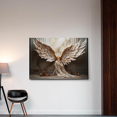 Miniatura 3 de Angel wings art, On canvas, Canvas Wall Art, Abstract Gray Feather Print, Modern Minimalist Artwork for Living Room Bedroom