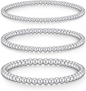 Gold Bracelets for Women, 5 Piece 14K Gold Plated Bracelet Stack Beaded Ball Jewelry Sets Gifts for Women