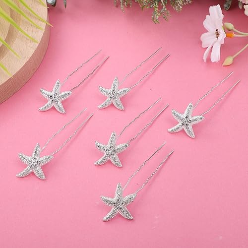 Miniatura 6 de Beaupretty 12 unids clip de pelo de estrella de mar sirena accesorios para el cabello horquillas Rhinestone horquillas estrella headwear accesorios