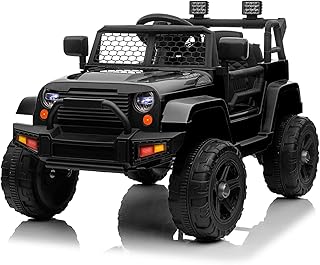 LALAHO Voiture Véhicule électrique Enfant 12V avec télécommande à 2,4 GHz,V. Max. 2,8 Km/h télécommande Effets sonores，Noir