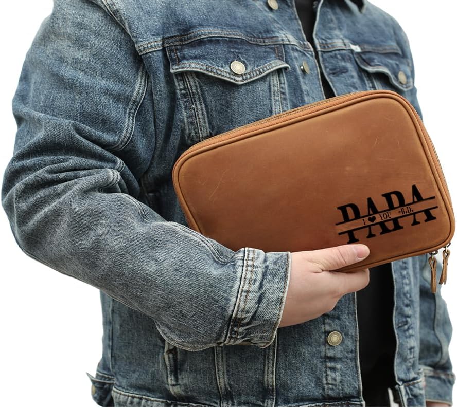 Personalized Leather Electronics Accessories Case,Customized Travel Organizer Bag for Electronic,Multi-function Carry-On Storage Bag for USB Data Cable,Chargers,Ear-ph Wire