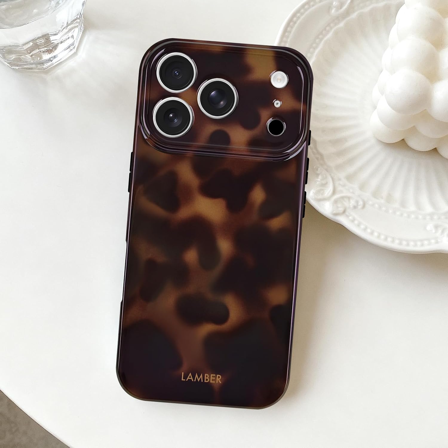 Compatible with iPhone 17 Pro Case 6.3 inch,Tortoise Shell Chic Amber Brown Print Leopard, Classic Soft TPU Protective Shockproof Case for iPhone 17 Pro