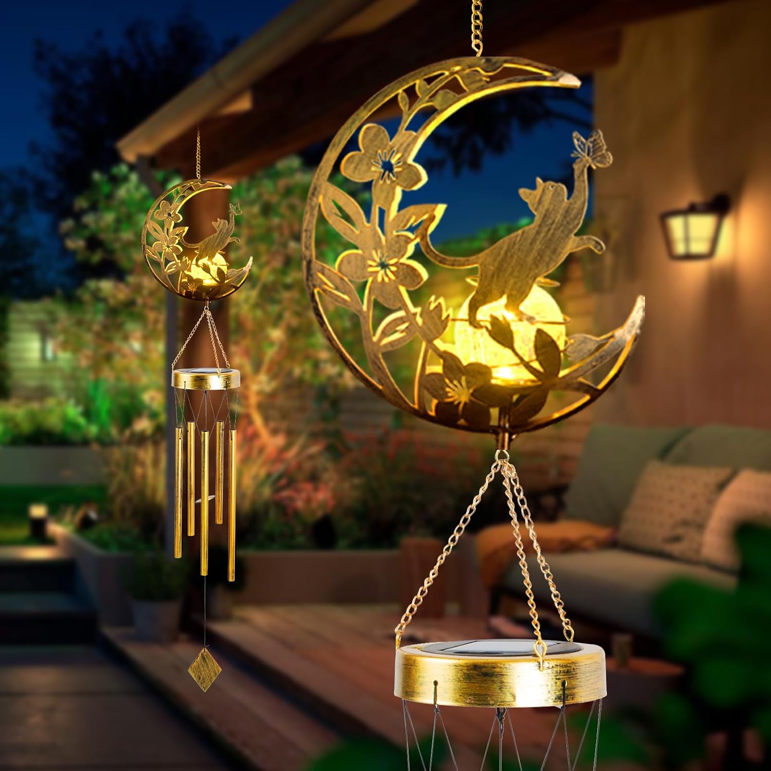 Cat Memories Wind Chime for Outdoor - Moon Design, Handcrafted Aluminum Wind Chimes for Garden Decor, Soothing Wind Bells for Porch/Patio, Perfect Housewarming/Birthday Gift for Women & Cat Owners image 2