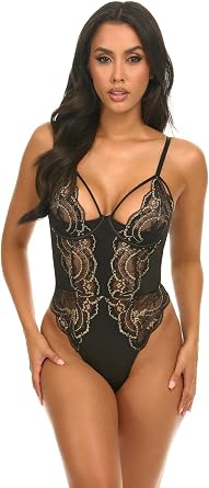 Oh la la Cheri Womens Dakota Padded Underwire Shelf Cup Teddy with Satin Inserts 51-12006