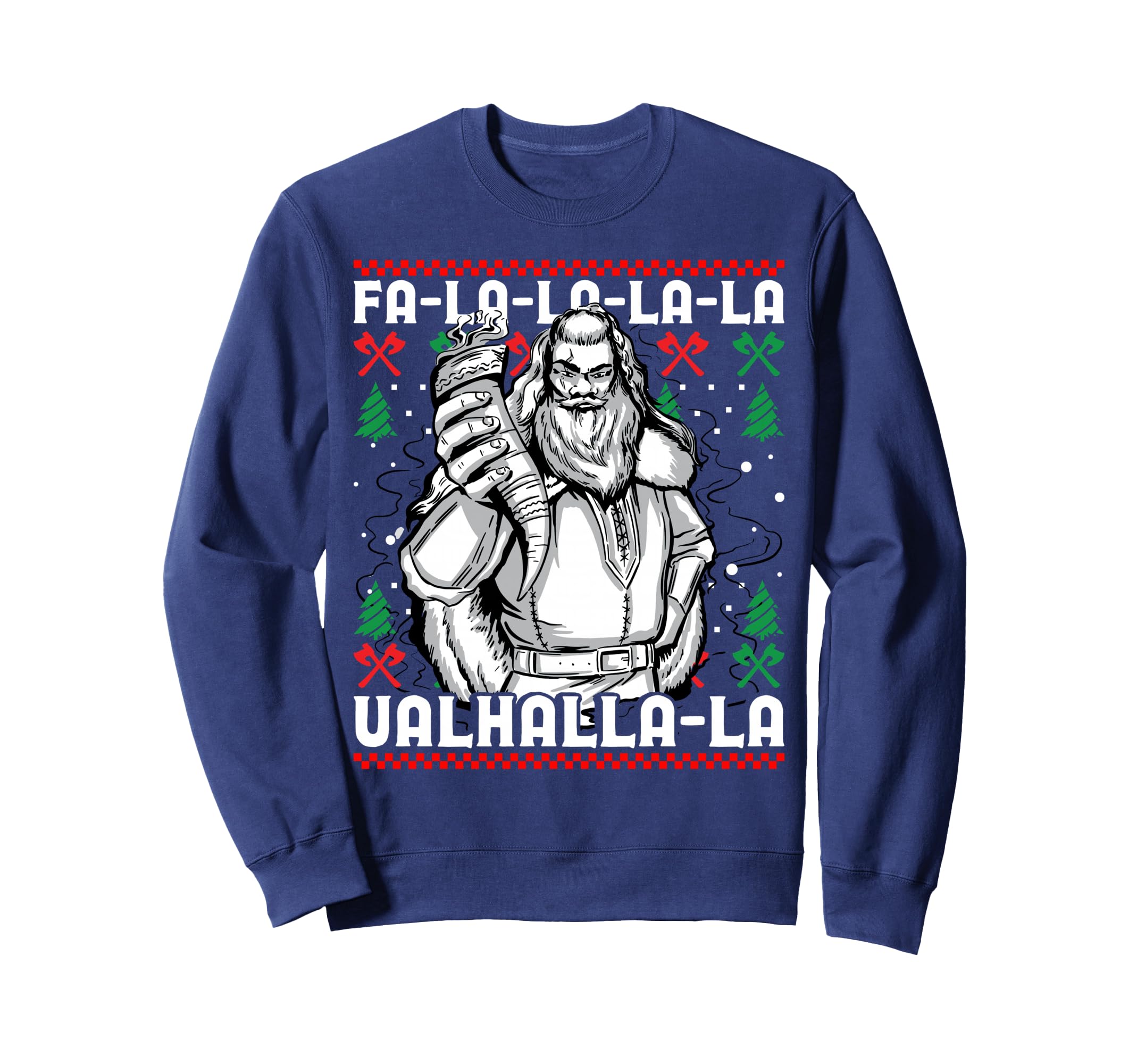 T-shirt Uomo MoonWorks 'Ugly Christmas' Con Odin, Vikings E Valhalla - Natale 2024, Nera